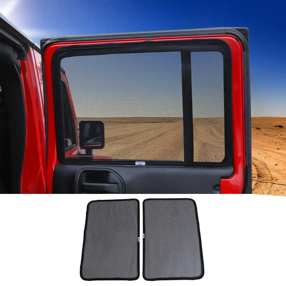 For 2007-2018 Jeep Wrangler JK Rear Window SunShade Bug Insect Screen Mesh 2pcs