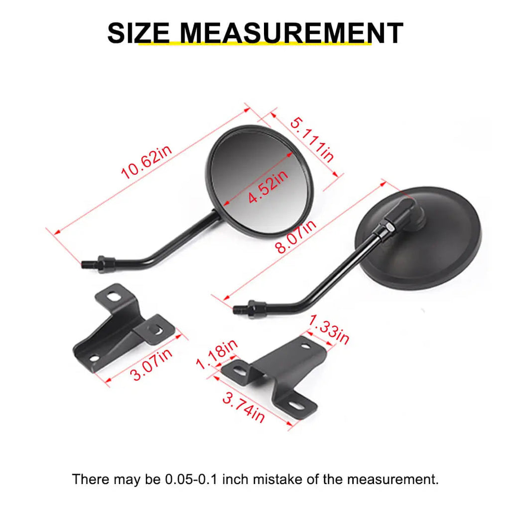 For 2007-2018 Jeep Wrangler JK Side Mirrors Doorless A-Pillar Mount Rear View Mirror (2 pcs)