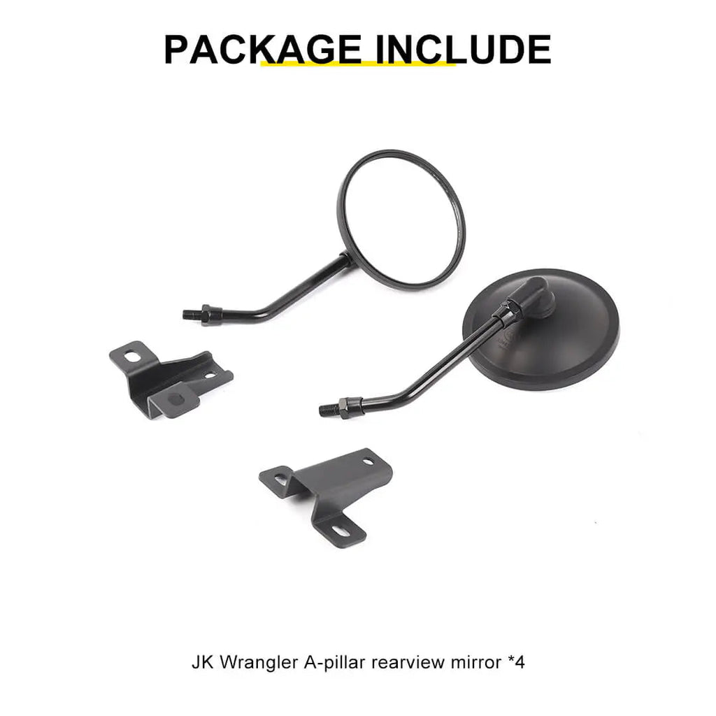 For 2007-2018 Jeep Wrangler JK Side Mirrors Doorless A-Pillar Mount Rear View Mirror (2 pcs)