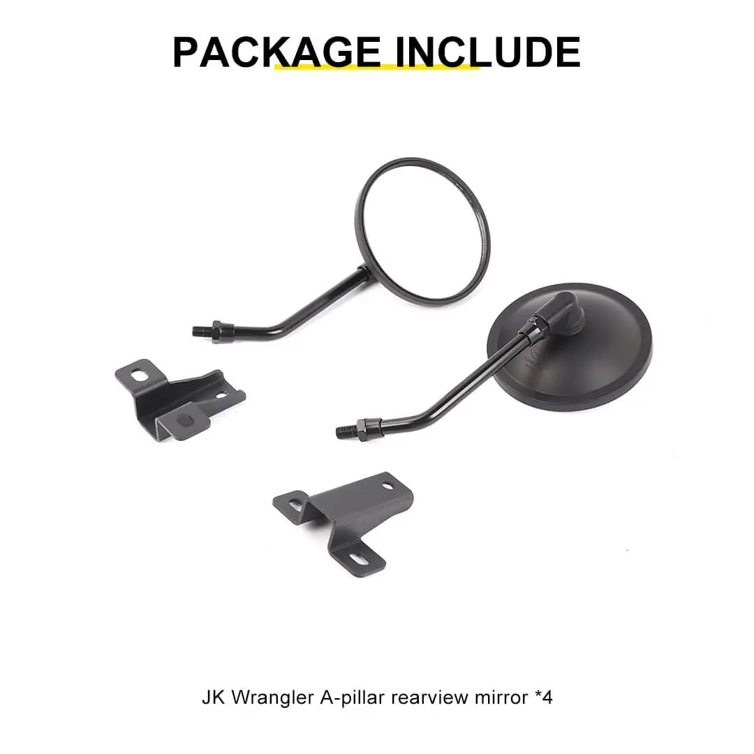 For 2007-2018 Jeep Wrangler JK Side Mirrors Doorless A-Pillar Mount Rear View Mirror (2 pcs)