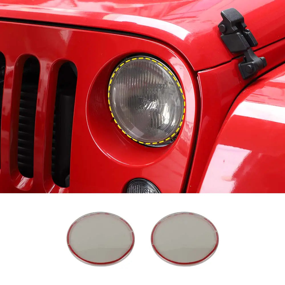 For 2007-2018 Jeep Wrangler JK Smoked Headlight Lamp Covers Trim Covers