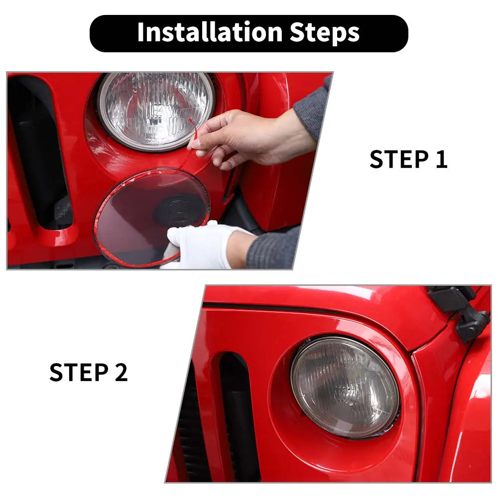 For 2007-2018 Jeep Wrangler JK Smoked Headlight Lamp Covers Trim Covers