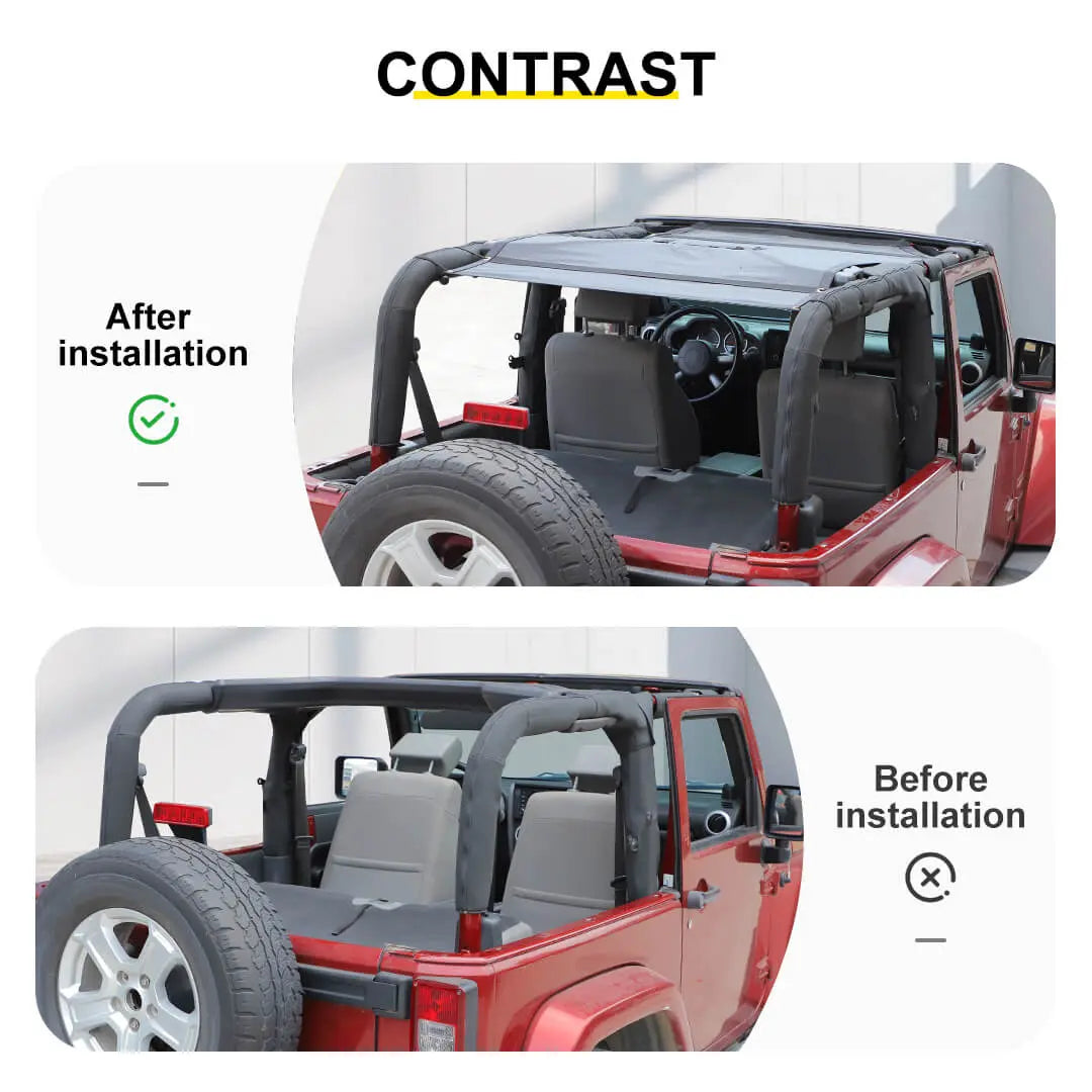 For 2007-2018 Jeep Wrangler JK Sunshade Top Car Bed Rest Roof Hammock Accessories