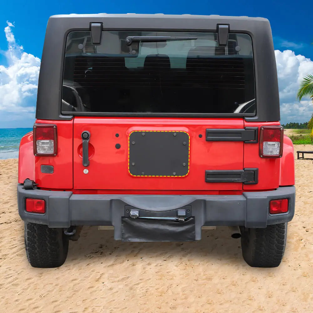 For 2007-2018 Jeep Wrangler JK Tailgate Spare Tire Carrier Delete Filler Plate Vent Cover Plate Trim & Rubber Plug
