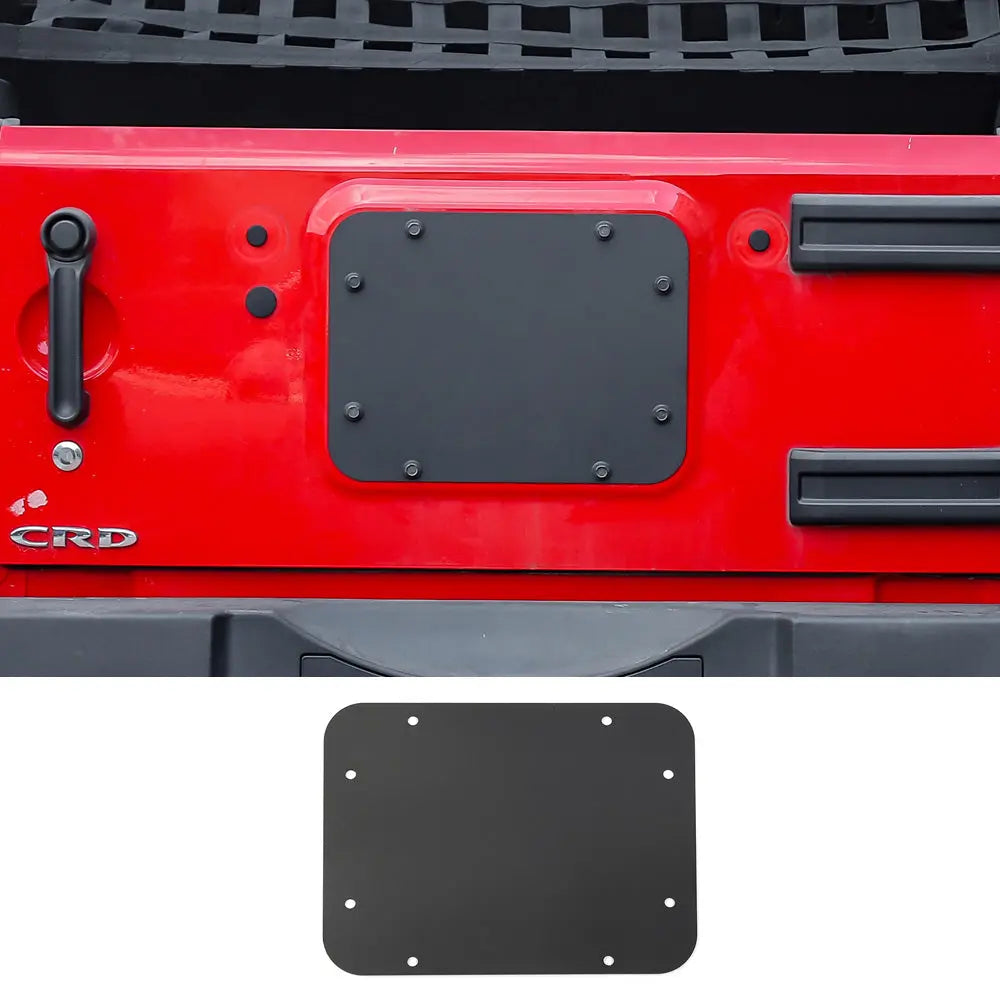 For 2007-2018 Jeep Wrangler JK Tailgate Spare Tire Carrier Delete Filler Plate Vent Cover Plate Trim & Rubber Plug