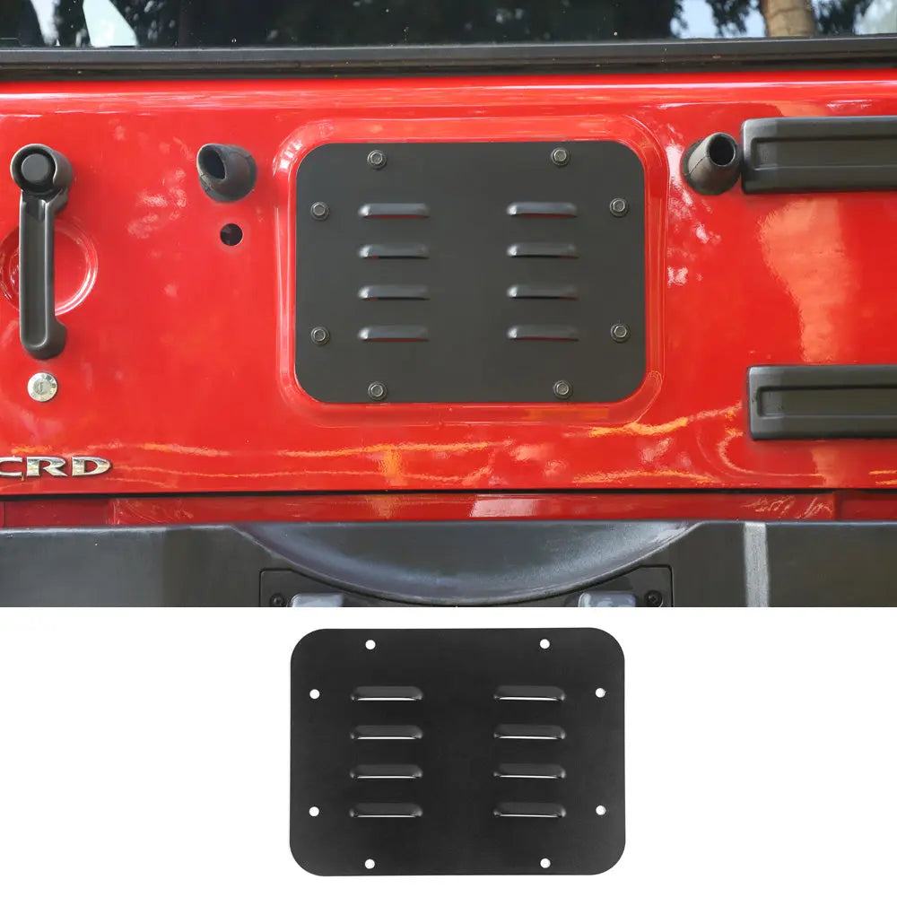For 2007-2018 Jeep Wrangler JK Tailgate Spare Tire Carrier Delete Filler Plate Vent Cover Plate Trim & Rubber Plug