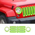 For 2007-2018 Jeep Wrangler JK Upgrade Front Honeycomb Mesh Grille+Front Headlight Inserts Trim Bezels