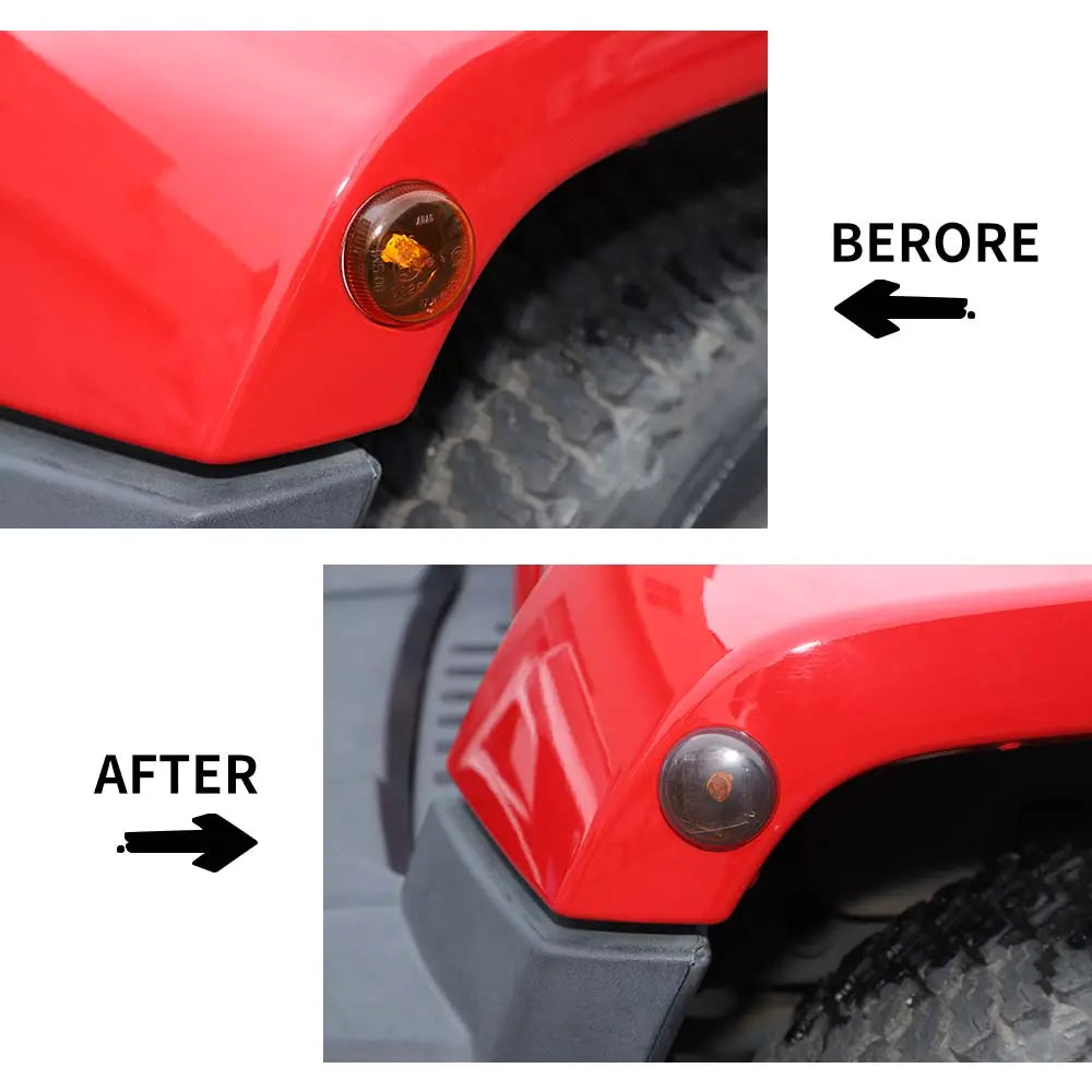 For 2007-2018 Jeep Wrangler JK Wheel Eyebrow Smoked Turn Signal Light Covers Trim