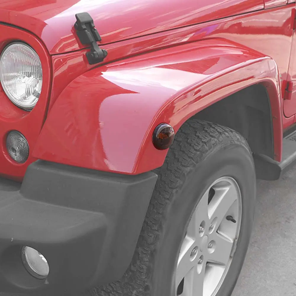 For 2007-2018 Jeep Wrangler JK Wheel Eyebrow Smoked Turn Signal Light Covers Trim