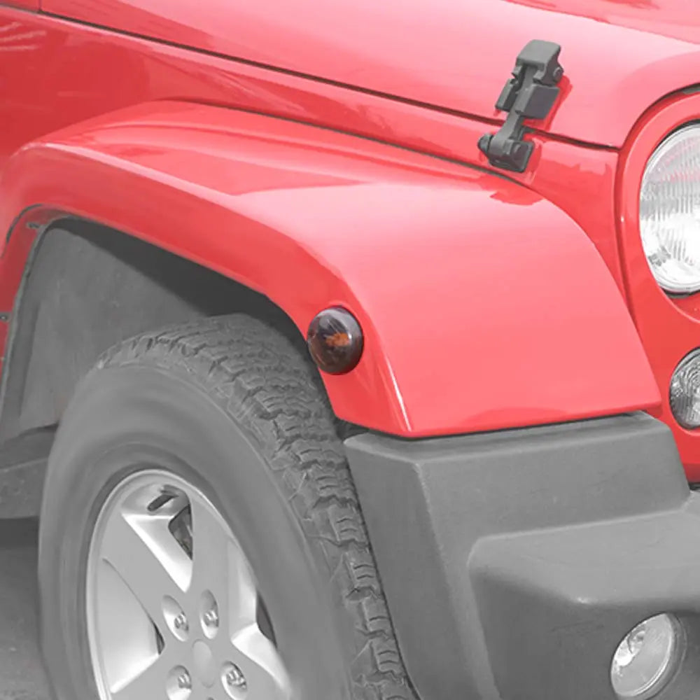 For 2007-2018 Jeep Wrangler JK Wheel Eyebrow Smoked Turn Signal Light Covers Trim