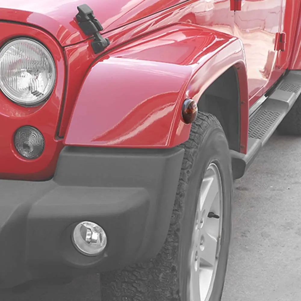 For 2007-2018 Jeep Wrangler JK Wheel Eyebrow Smoked Turn Signal Light Covers Trim