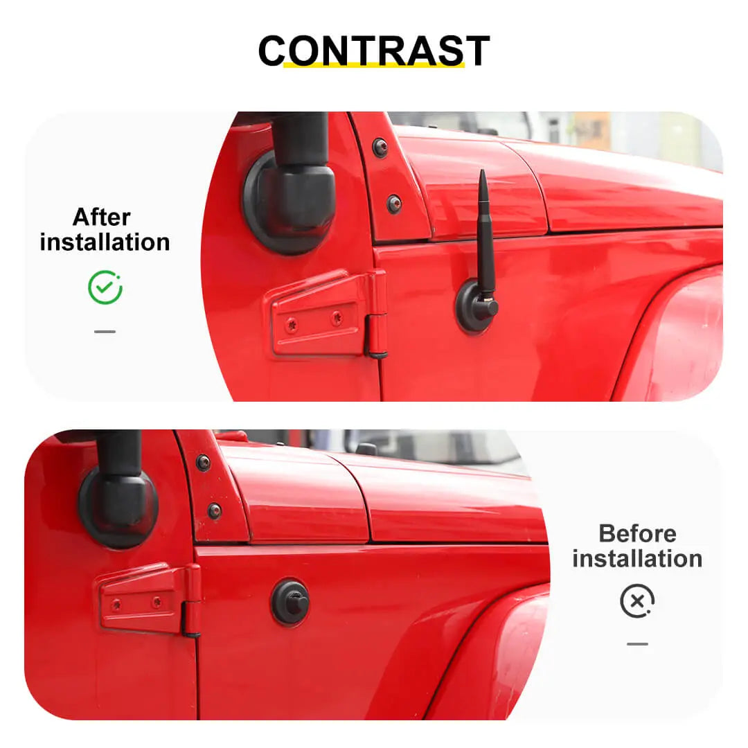 For 2007-2018 Jeep Wrangler JK & 2018-2023 JL JT Bullet Style Cal Short Antenna Mast Accessories