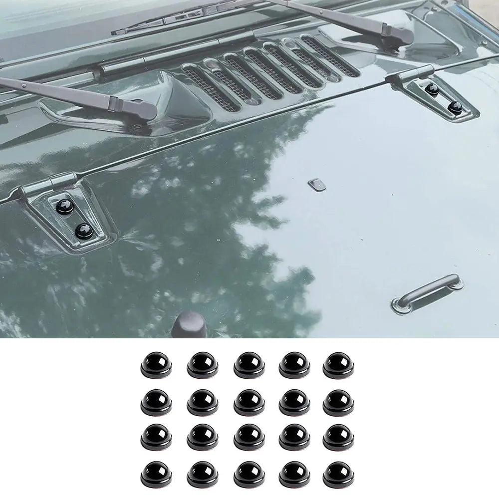 For 2007-2018 Jeep Wrangler JK & Unlimited 4 Door 20PCS Engine Hood Hinge & Door Hinge Screw Cap Trim Covers