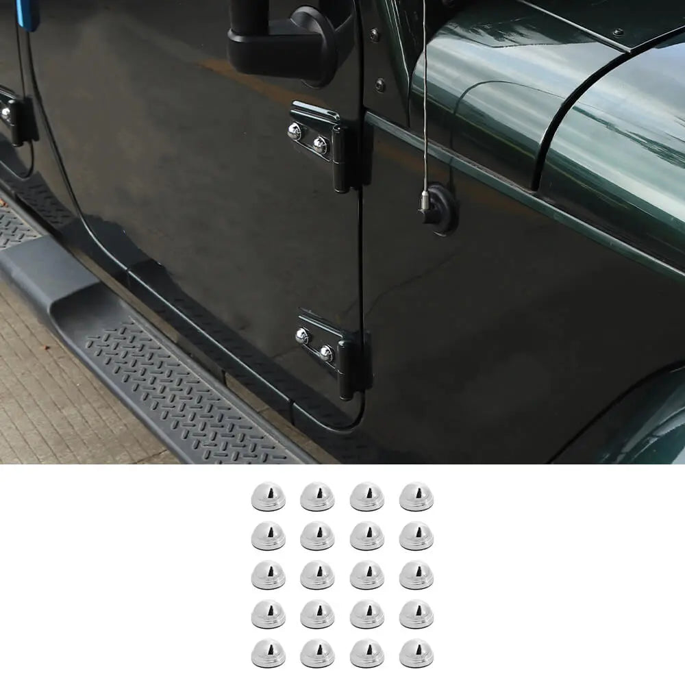 For 2007-2018 Jeep Wrangler JK & Unlimited 4 Door 20PCS Engine Hood Hinge & Door Hinge Screw Cap Trim Covers