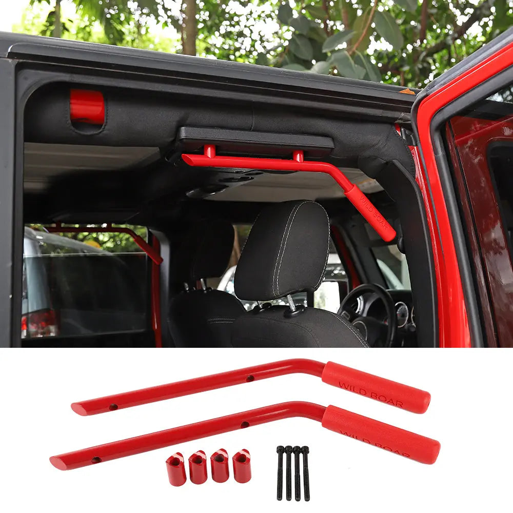 For 2007-2018 Jeep Wrangler JKU 4-Door Black Rear Grab Handles Roll Bar(Aluminum Alloy)