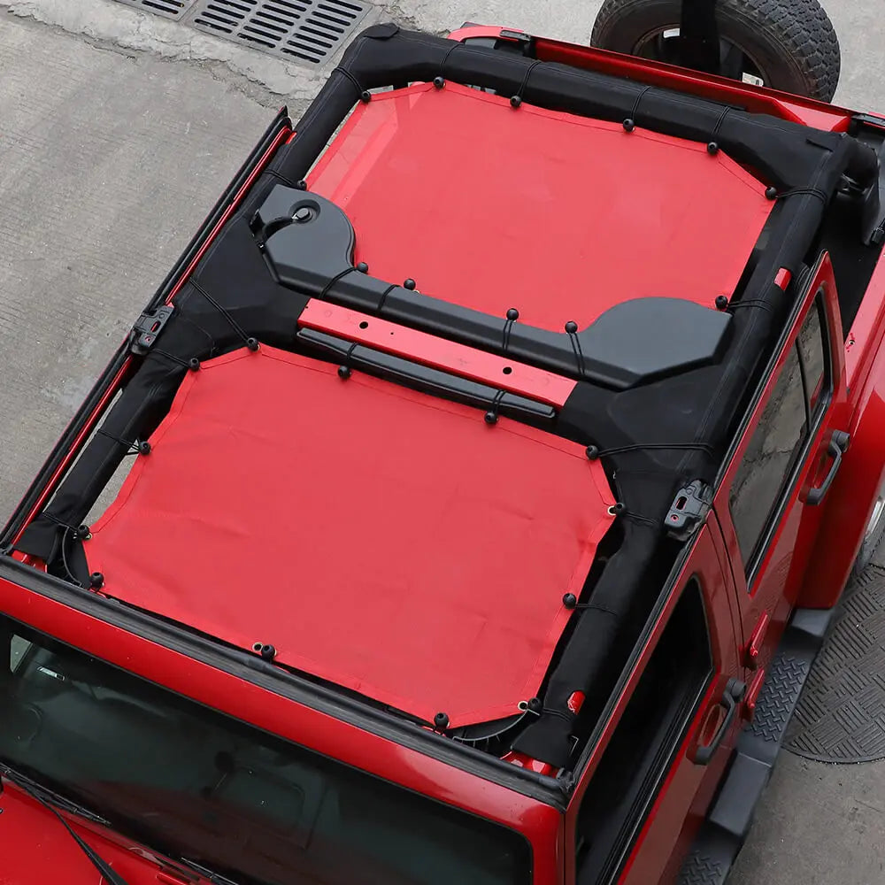 For 2007-2018 Jeep Wrangler JKU 4 Door Front & Rear Mesh Bikini Top Sunshade – UV Protection Soft Roof Cover