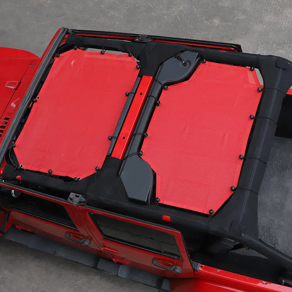For 2007-2018 Jeep Wrangler JKU 4 Door Front & Rear Mesh Bikini Top Sunshade – UV Protection Soft Roof Cover
