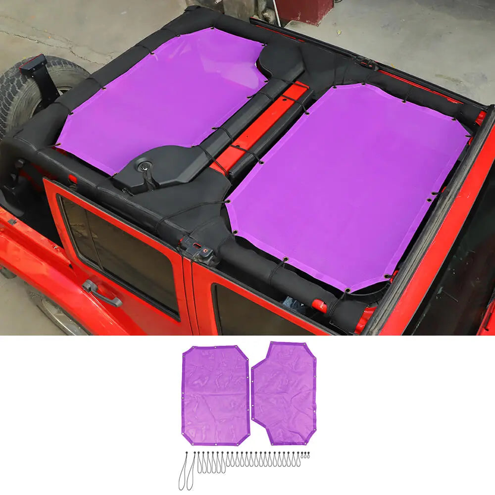 For 2007-2018 Jeep Wrangler JKU 4 Door Front & Rear Mesh Bikini Top Sunshade – UV Protection Soft Roof Cover