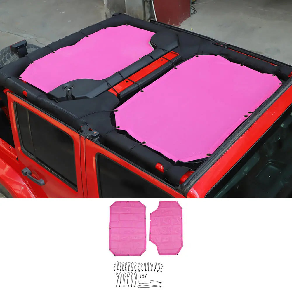 For 2007-2018 Jeep Wrangler JKU 4 Door Front & Rear Mesh Bikini Top Sunshade – UV Protection Soft Roof Cover