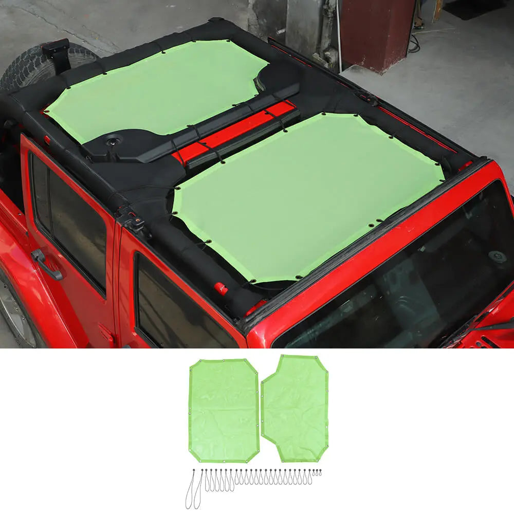 For 2007-2018 Jeep Wrangler JKU 4 Door Front & Rear Mesh Bikini Top Sunshade – UV Protection Soft Roof Cover