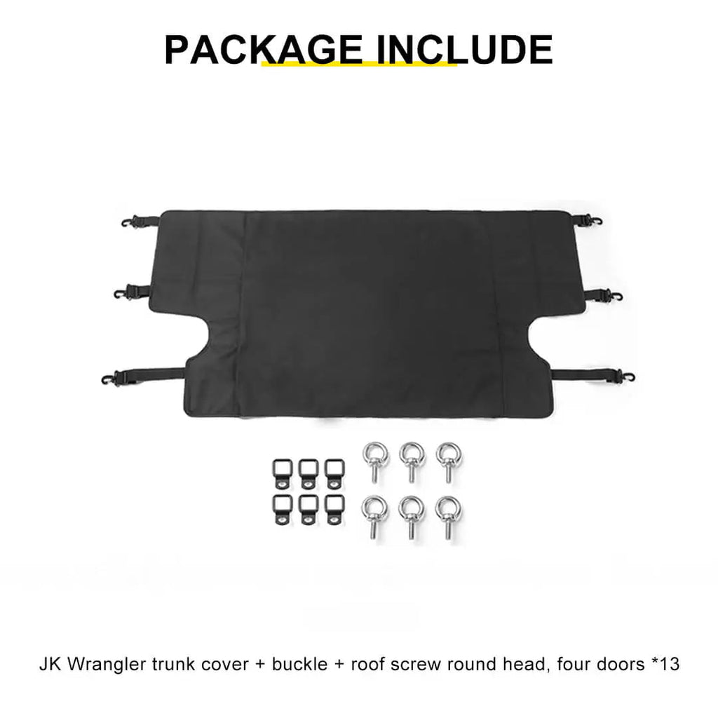 For 2007-2018 Jeep Wrangler JKU 4-Door Rear Cargo Cover Privacy Shade Trunk Luggage Cover