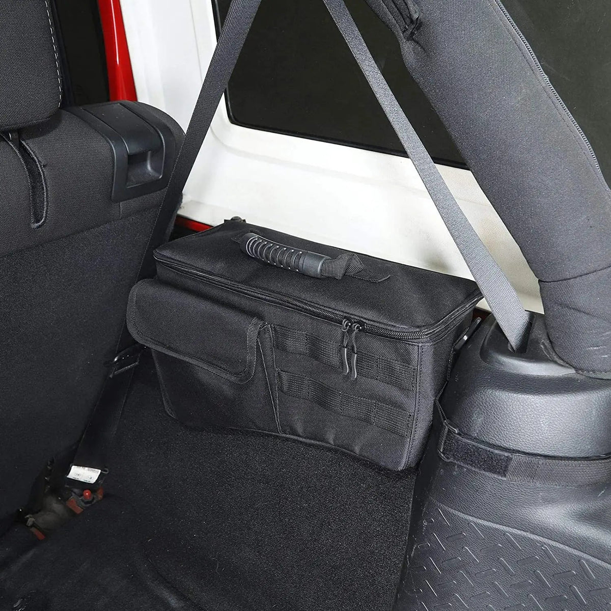 For 2007-2018 Jeep Wrangler JKU 4-Door Rear Trunk Storage Bag Organizer with Carrying Handle, Right Side