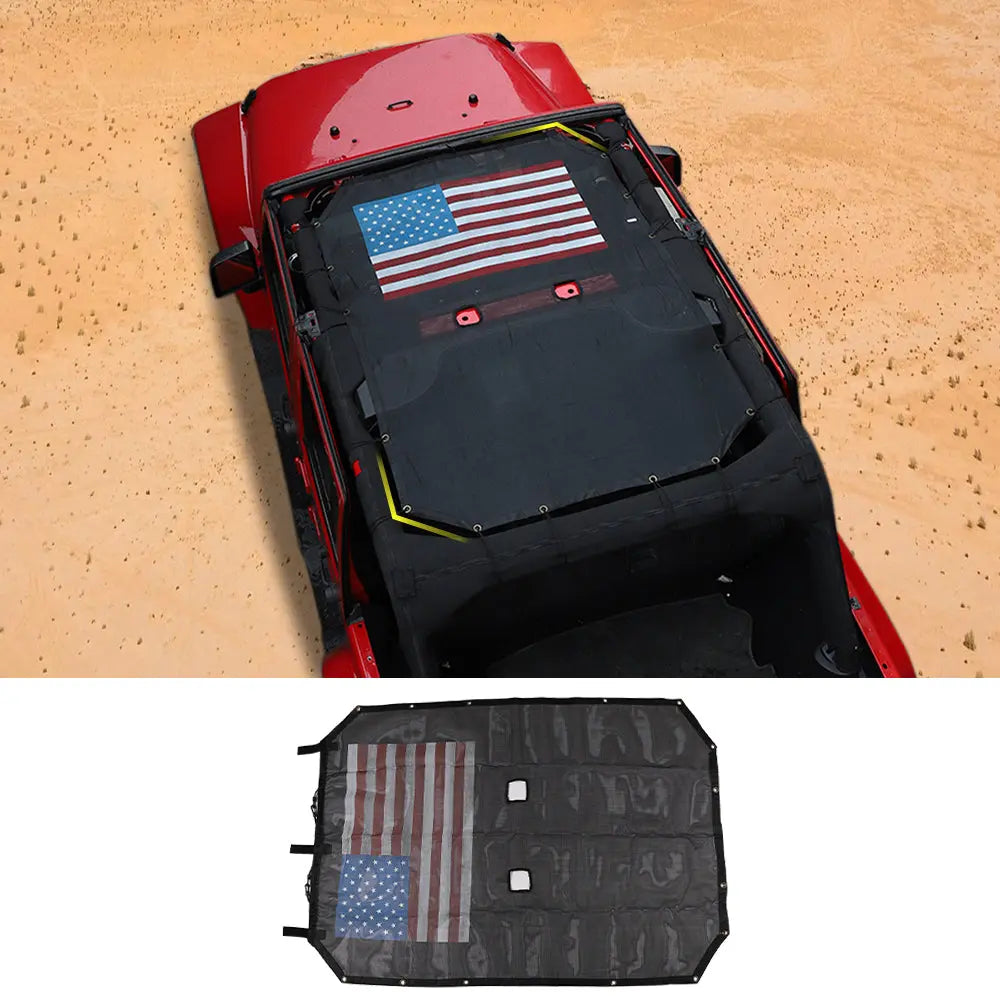 For 2007-2018 Jeep Wrangler JKU 4-Door Full-Length Mesh Bikini Top Sunshade – UV Protection Soft Roof Cover