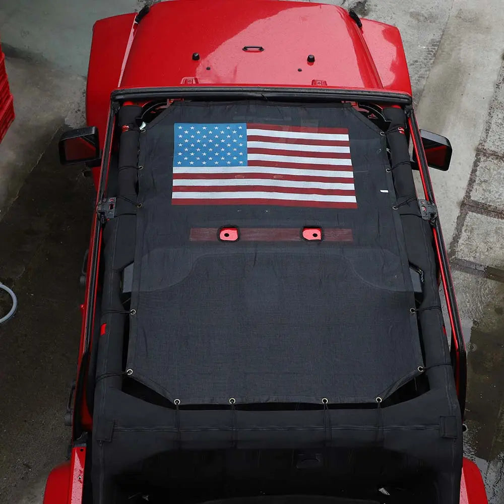 For 2007-2018 Jeep Wrangler JKU 4-Door Full-Length Mesh Bikini Top Sunshade – UV Protection Soft Roof Cover