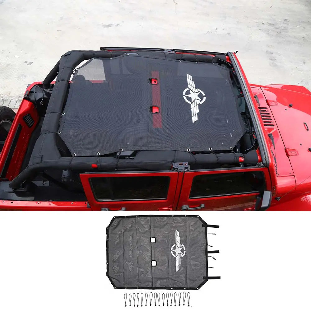 For 2007-2018 Jeep Wrangler JKU 4-Door Full-Length Mesh Bikini Top Sunshade – UV Protection Soft Roof Cover