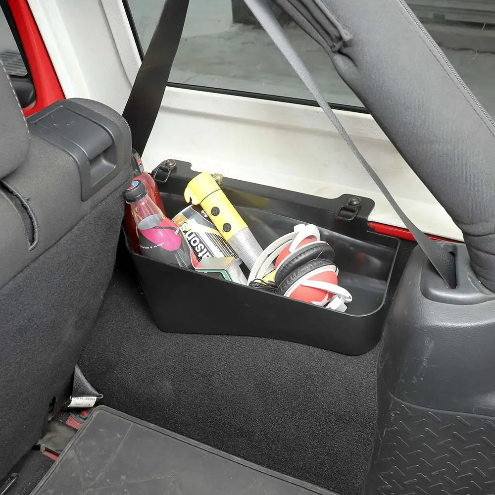 For 2007-2018 Jeep Wrangler JKU 4-Door Trunk Rear Cargo Storage Box Organizer, Compartment Box Bins, Black