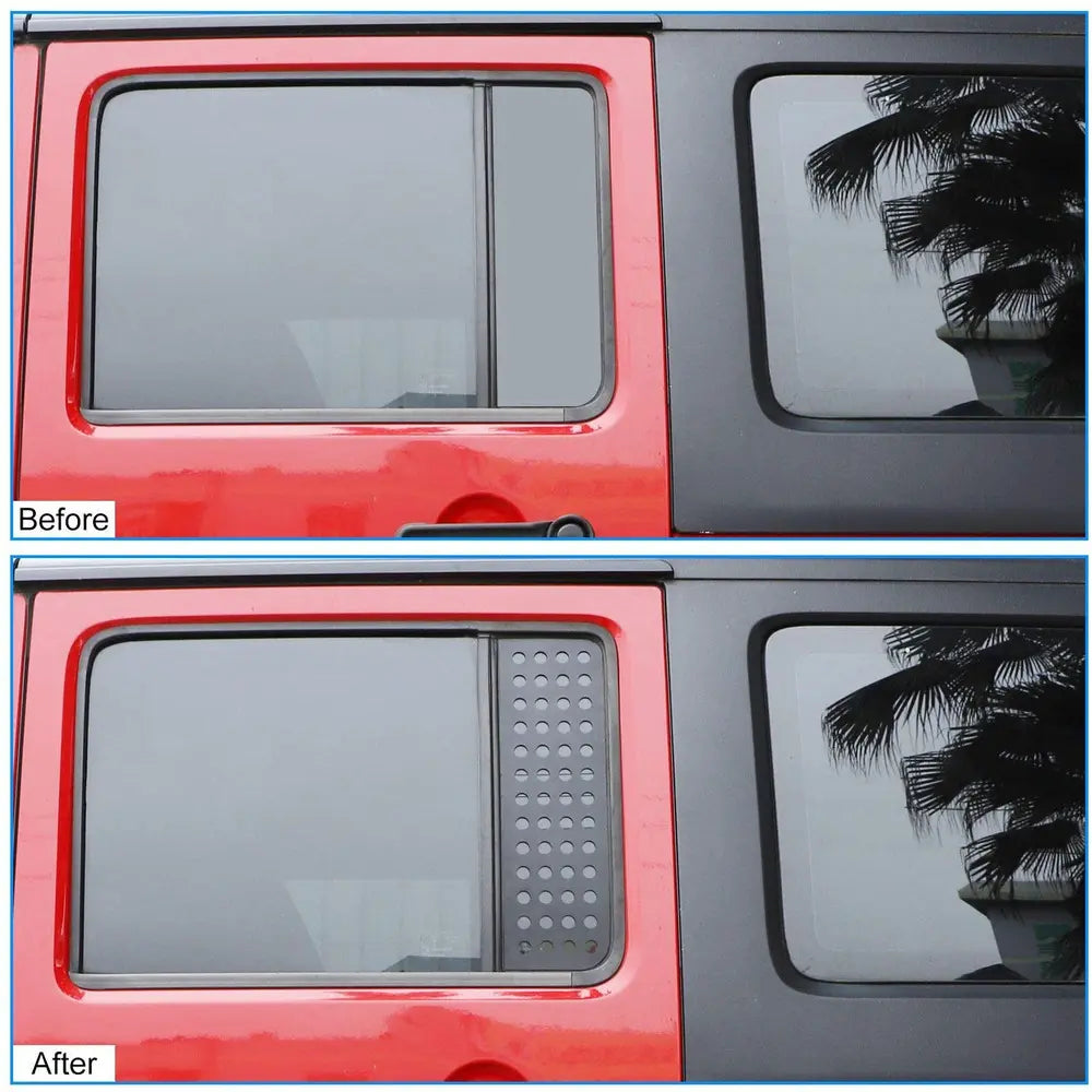 For 2007-2018 Jeep Wrangler JKU 4Doors Rear Door Window Glass Panel Trim Cover