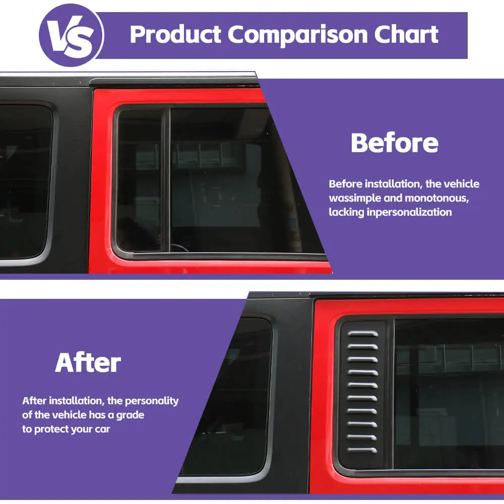 For 2007-2018 Jeep Wrangler JKU Rear Car Door Small Window Glass Cover 4 Door