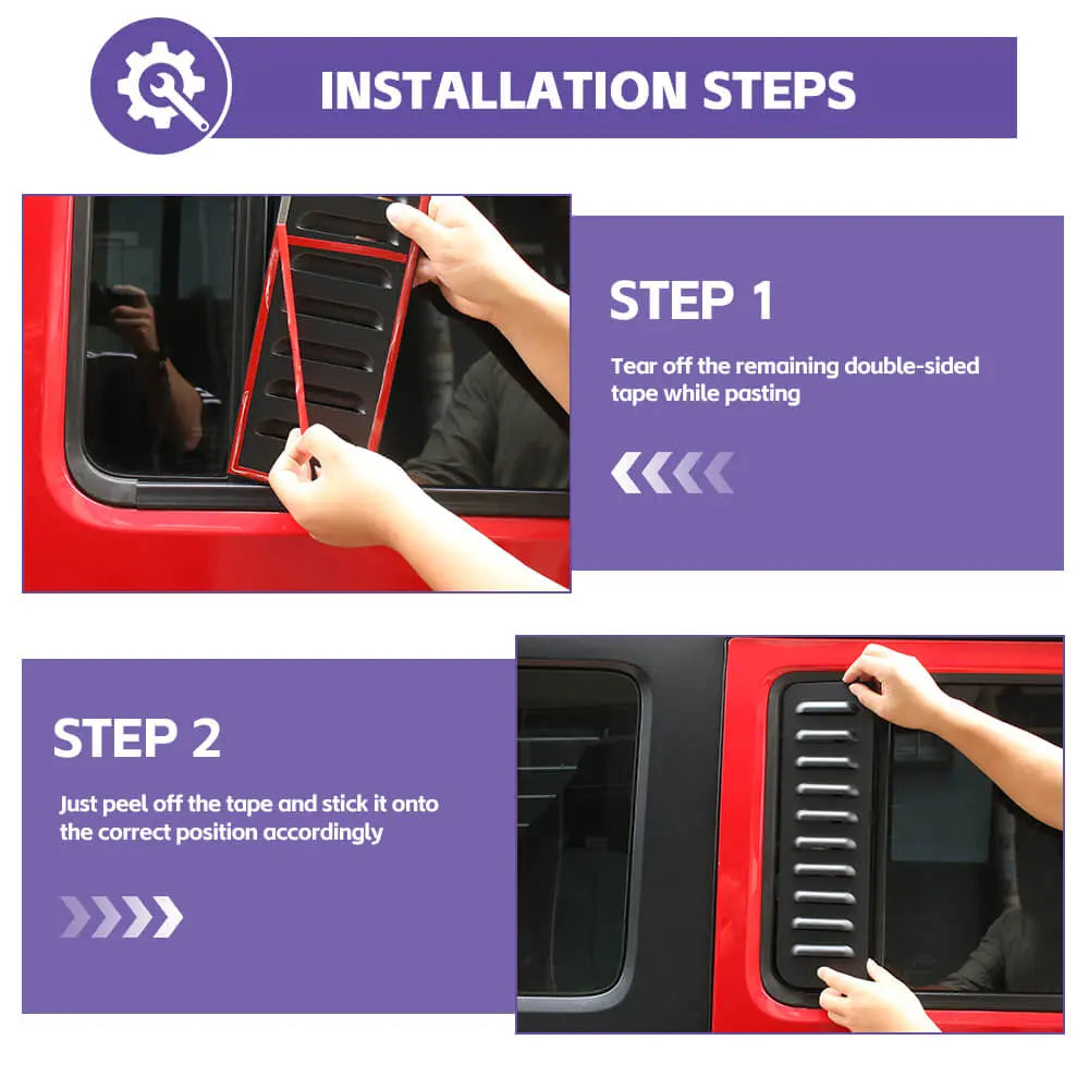 For 2007-2018 Jeep Wrangler JKU Rear Car Door Small Window Glass Cover 4 Door