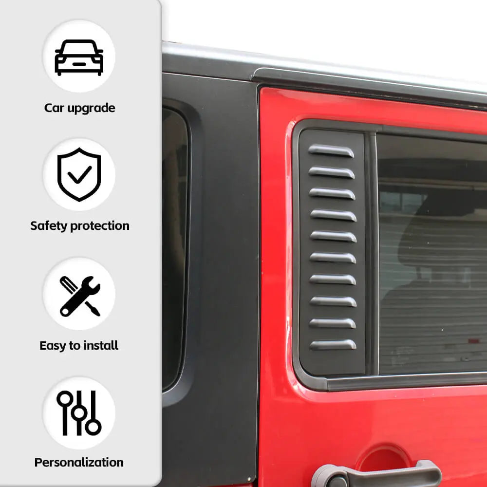 For 2007-2018 Jeep Wrangler JKU Rear Car Door Small Window Glass Cover 4 Door