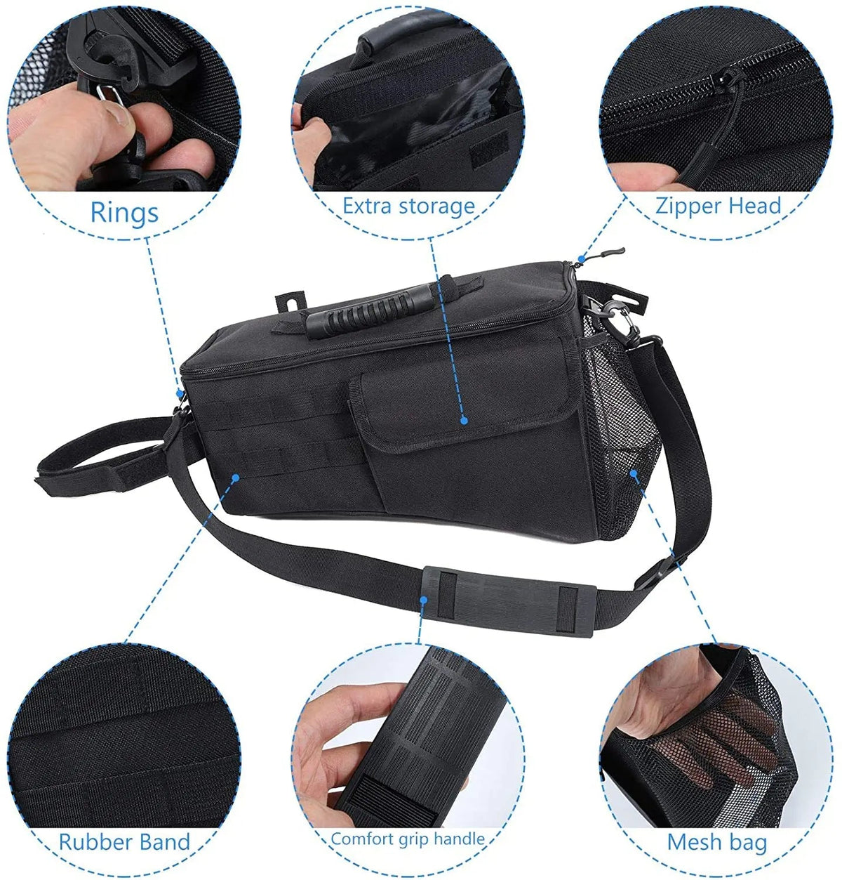 For 2007-2018 Jeep Wrangler JKU Rear Trunk Storage Bag Pockets Organizer, Durable Oxford