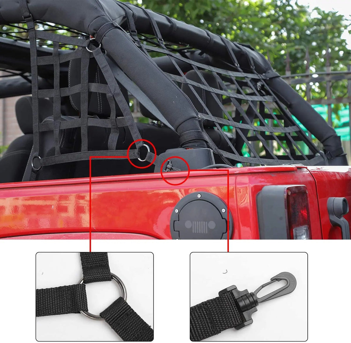For 2007-2018 Jeep Wrangler JKU Unlimited 4 Door Cargo Net
