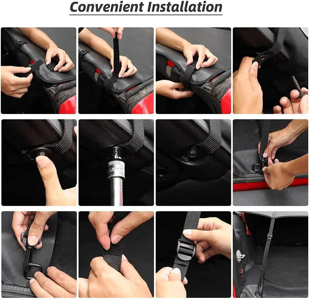 For 2007-2018 Jeep Wrangler JKU, 4 Doors Leather Soft Top Sunshade Mesh Full Length Mesh Sun Shade UV Blocker Mesh Screen Sunshade