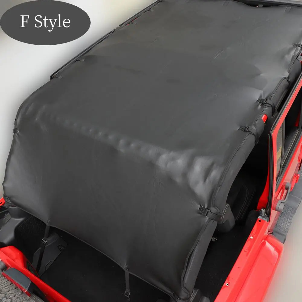 For 2007-2018 Jeep Wrangler JKU, 4 Doors Leather Soft Top Sunshade Mesh Full Length Mesh Sun Shade UV Blocker Mesh Screen Sunshade
