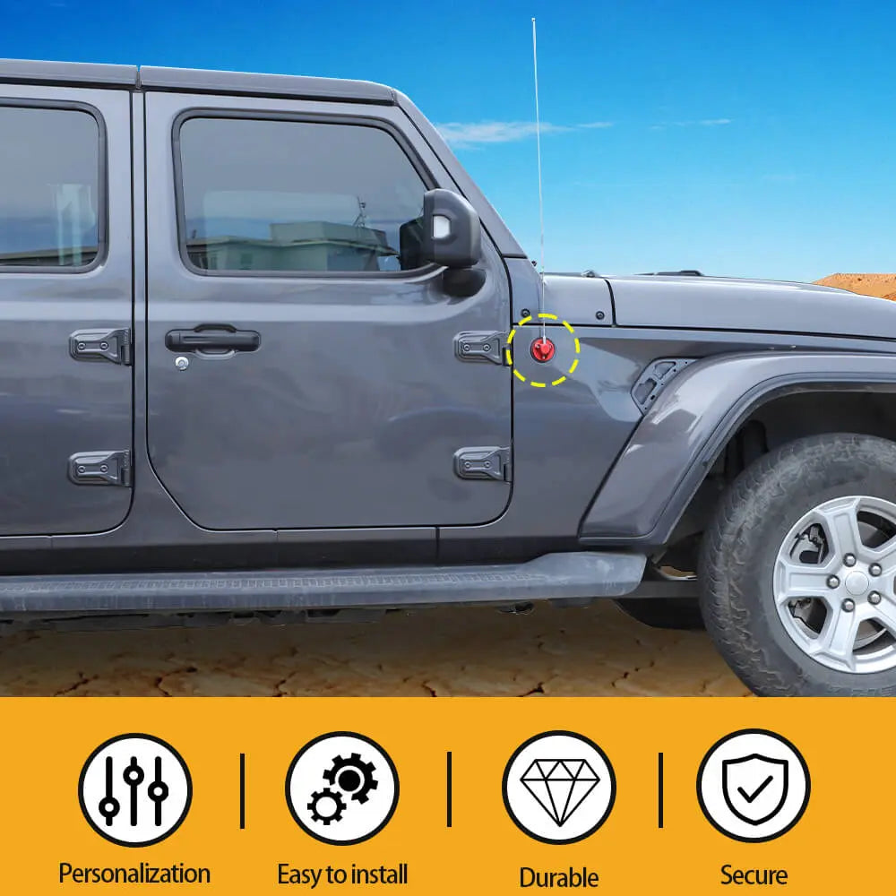 For 2007-2023 Jeep Wrangler JK JL & Gladiator JT Aluminium Alloy Antenna Base Cover Replacement Trim