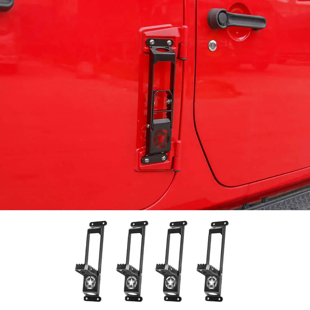 For 2007+ Jeep Wrangler JK JKU JL JLU 4 X Door Hinge Step Foot Peg Folding Foot Pedal