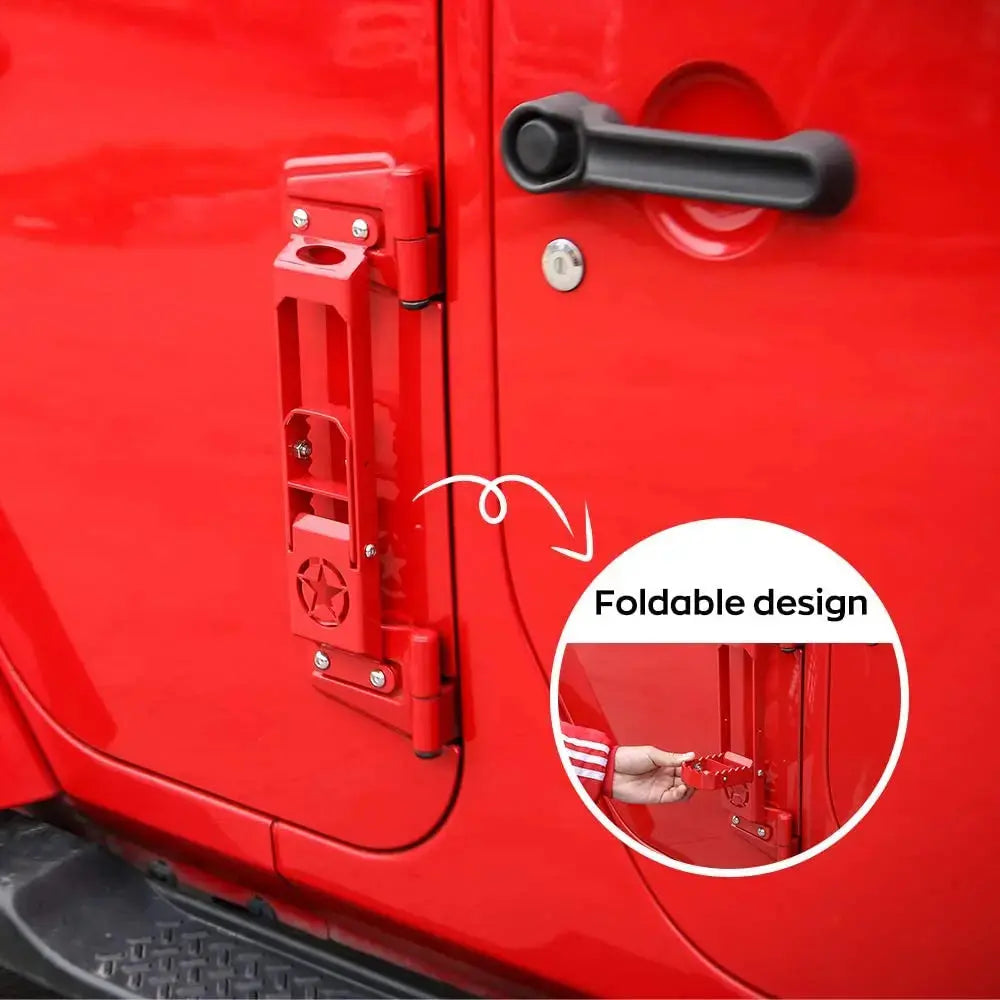 For 2007+ Jeep Wrangler JK JKU JL JLU 4 X Door Hinge Step Foot Peg Folding Foot Pedal