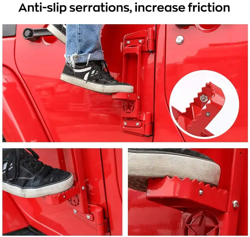For 2007+ Jeep Wrangler JK JKU JL JLU 4 X Door Hinge Step Foot Peg Folding Foot Pedal