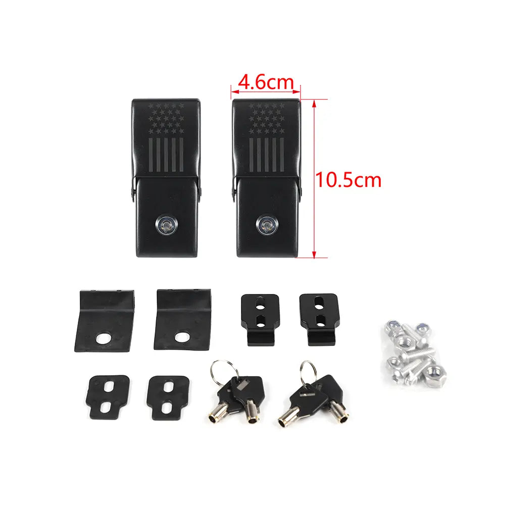 For 2007+ Jeep Wrangler JK JKU JL JLU Gladiator JT Latch Locking Hood Catch Kit