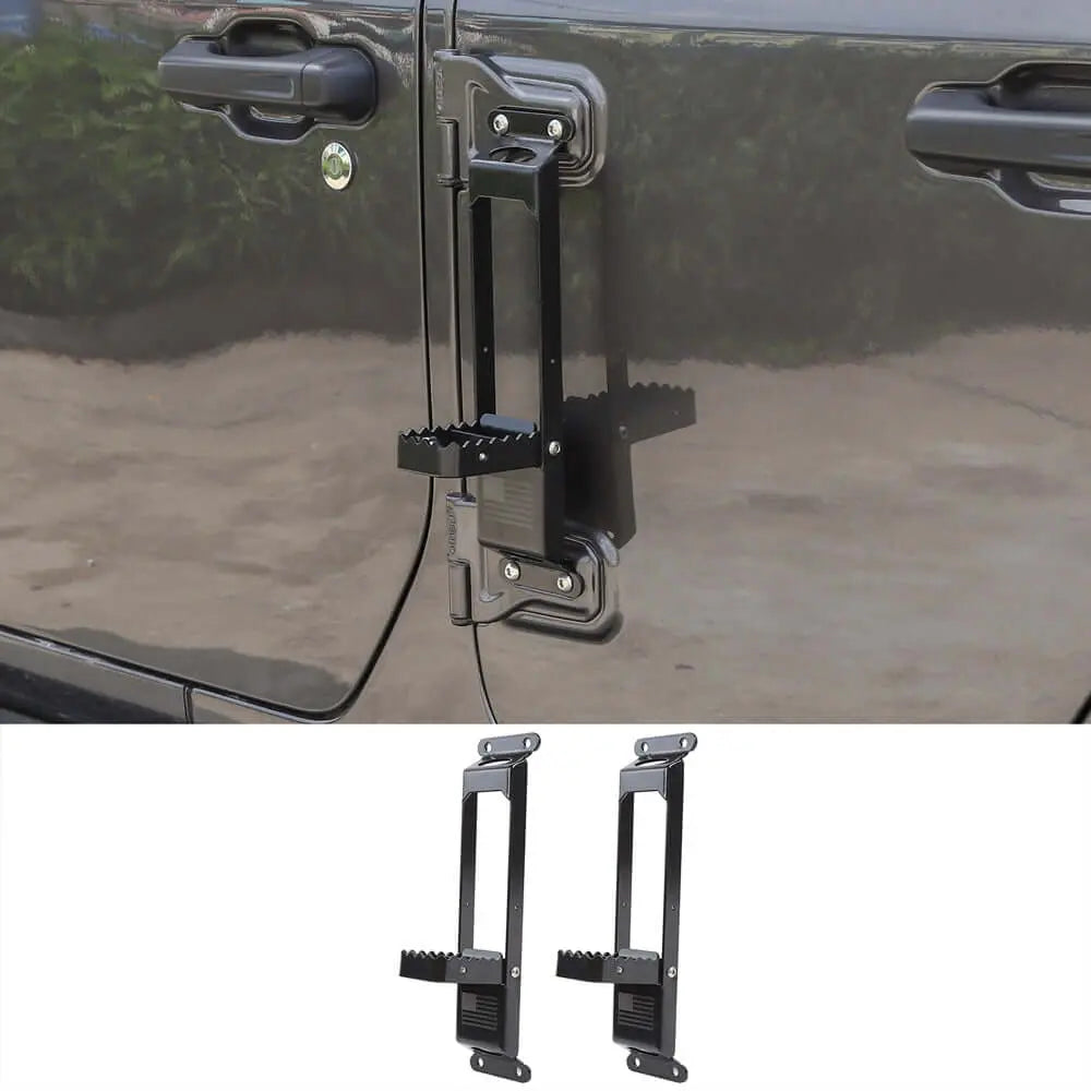 For 2007+ Jeep Wrangler JK JKU JL JLU JT Exterior Door Hinge Step Folding Foot Peg Steps Black(American Flag)
