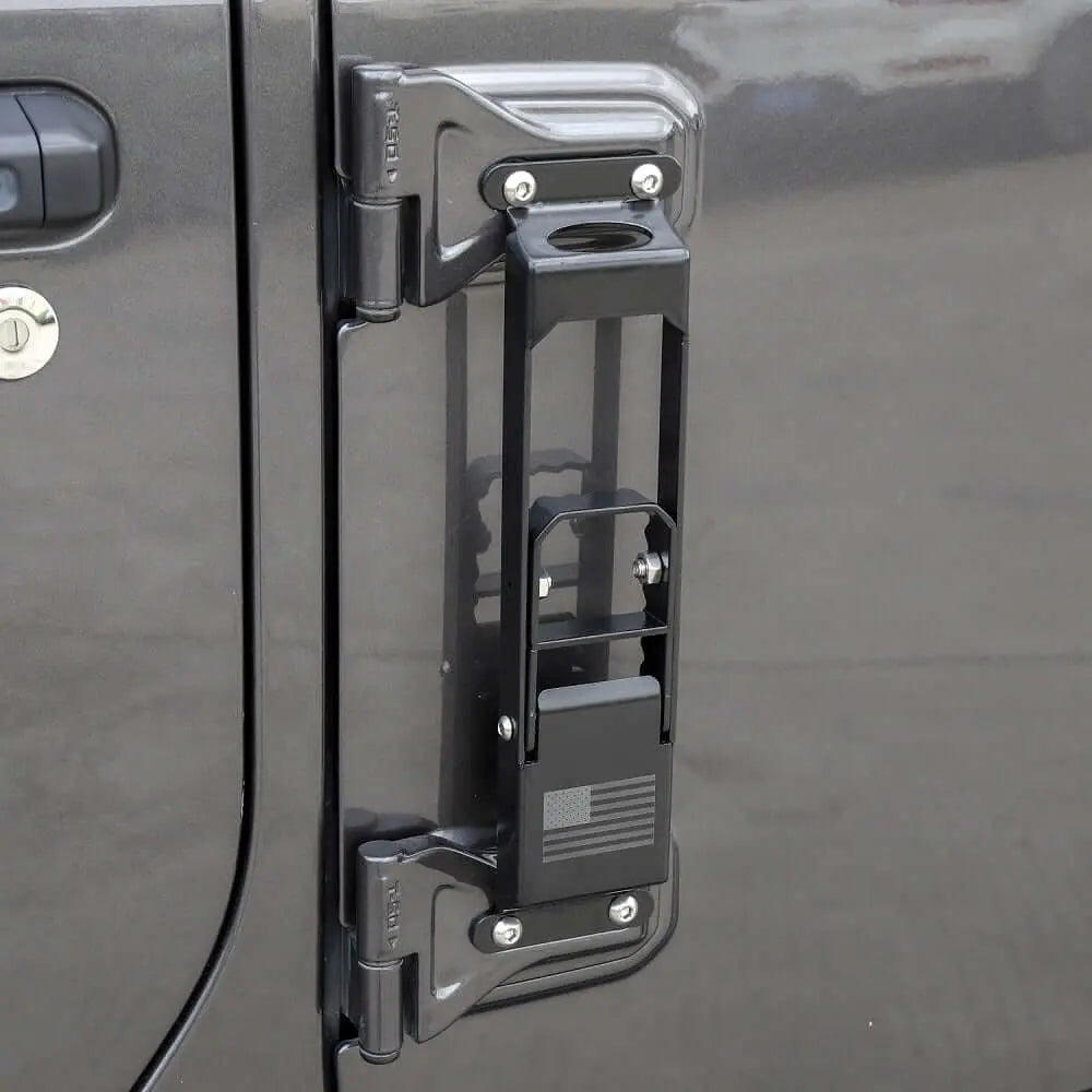 For 2007+ Jeep Wrangler JK JKU JL JLU JT Exterior Door Hinge Step Folding Foot Peg Steps Black(American Flag)