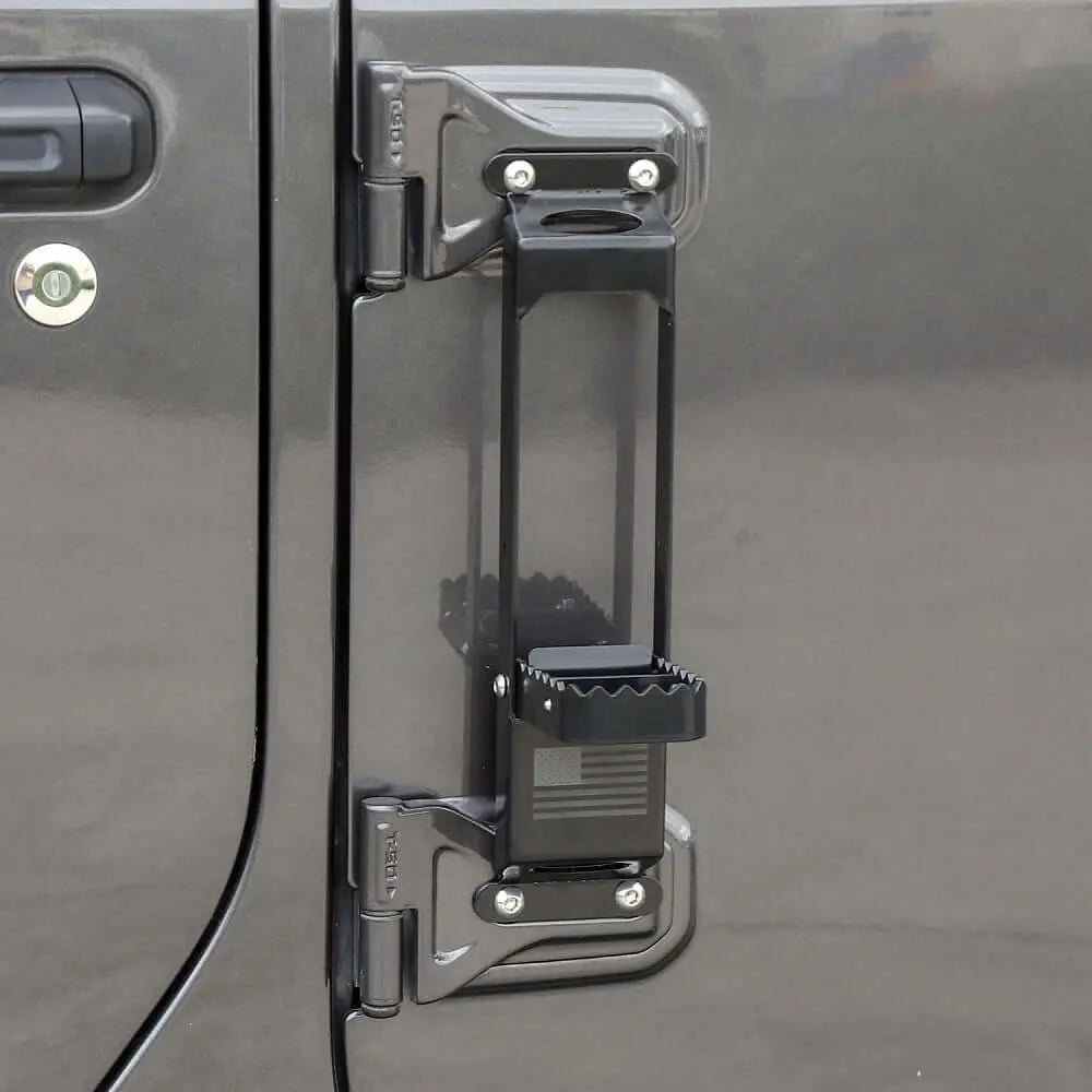 For 2007+ Jeep Wrangler JK JKU JL JLU JT Exterior Door Hinge Step Folding Foot Peg Steps Black(American Flag)