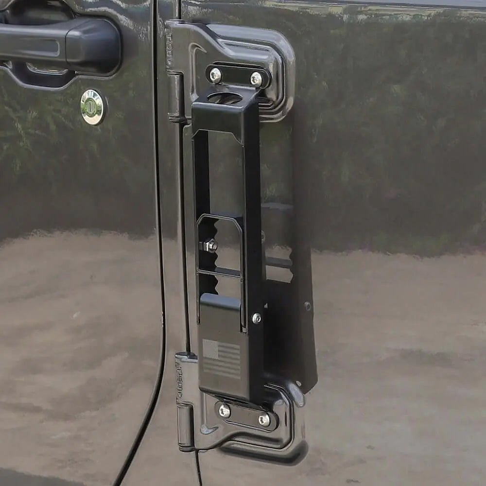 For 2007+ Jeep Wrangler JK JKU JL JLU JT Exterior Door Hinge Step Folding Foot Peg Steps Black(American Flag)