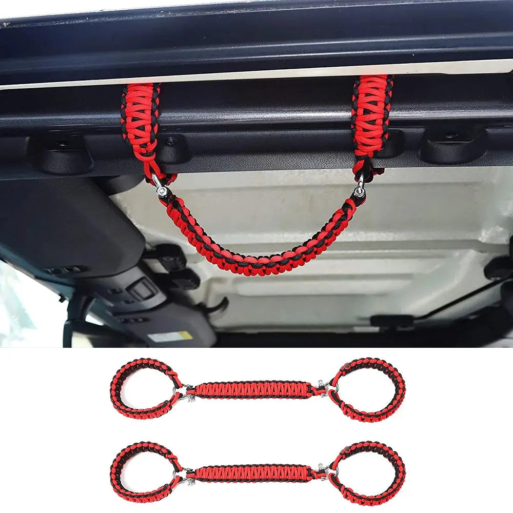For 2007-2023 Jeep Wrangler JK JKU JL JLU JT Roll Bar Grab Handles Paracord Grip Handle – For Bare Roll Bar Only (Not for Roll Bar Covers)