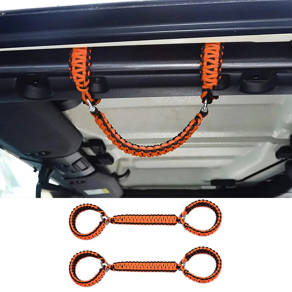 For 2007-2023 Jeep Wrangler JK JKU JL JLU JT Roll Bar Grab Handles Paracord Grip Handle – For Bare Roll Bar Only (Not for Roll Bar Covers)