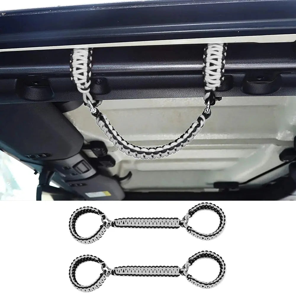 For 2007-2023 Jeep Wrangler JK JKU JL JLU JT Roll Bar Grab Handles Paracord Grip Handle – For Bare Roll Bar Only (Not for Roll Bar Covers)
